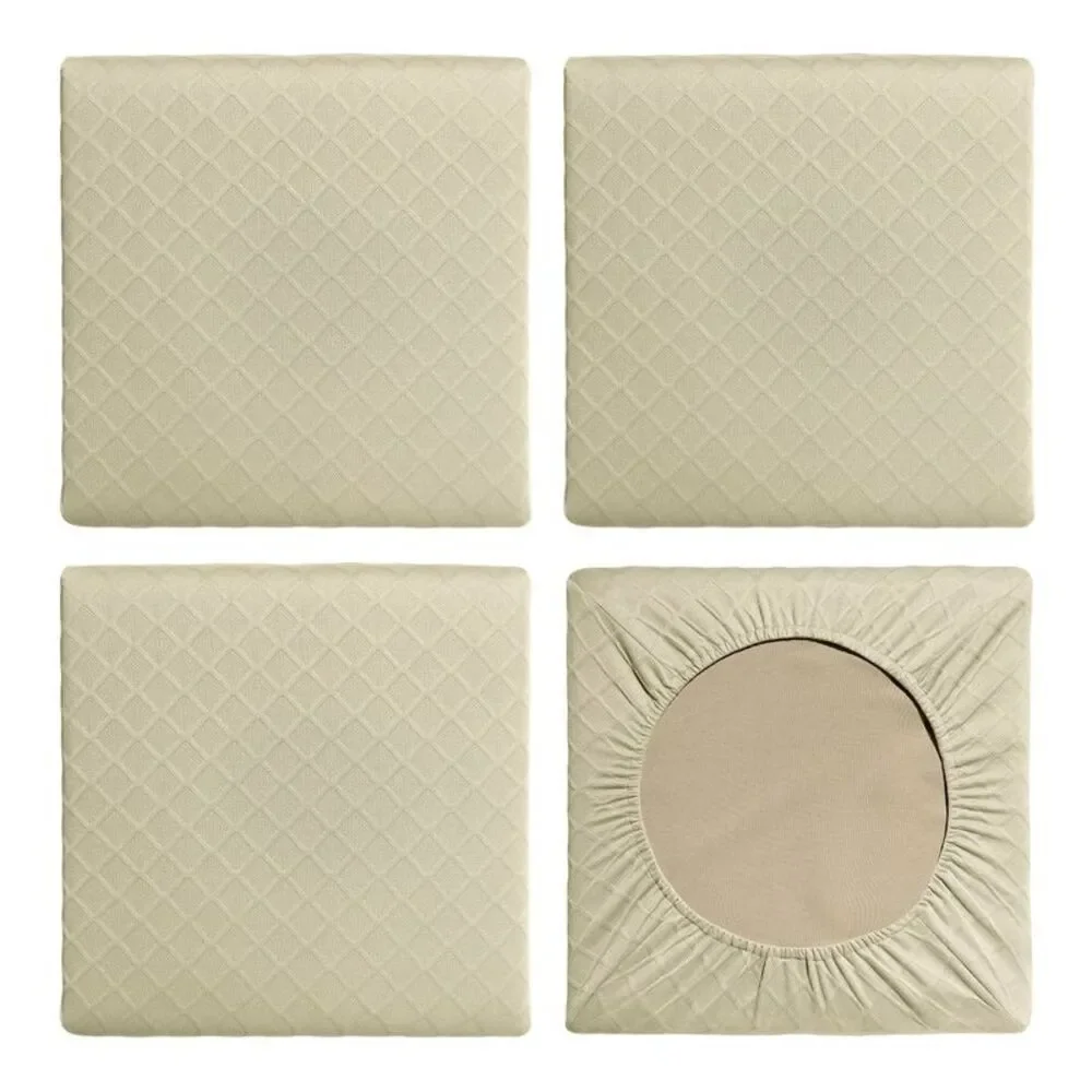 Quilted Chair Seat Covers - Set of 4 in Beige